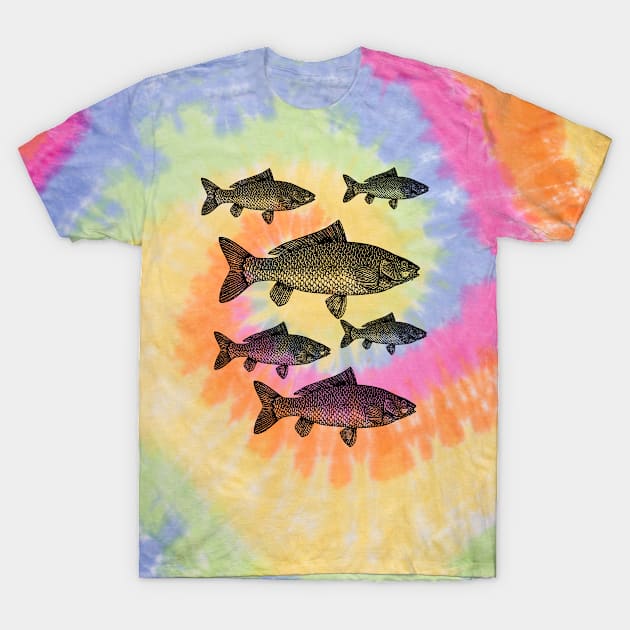 School of Fish Lots of Fish Swimming Fish in a group Fishermans gift Carp group Lots of Fish T-Shirt by penandinkdesign@hotmail.com